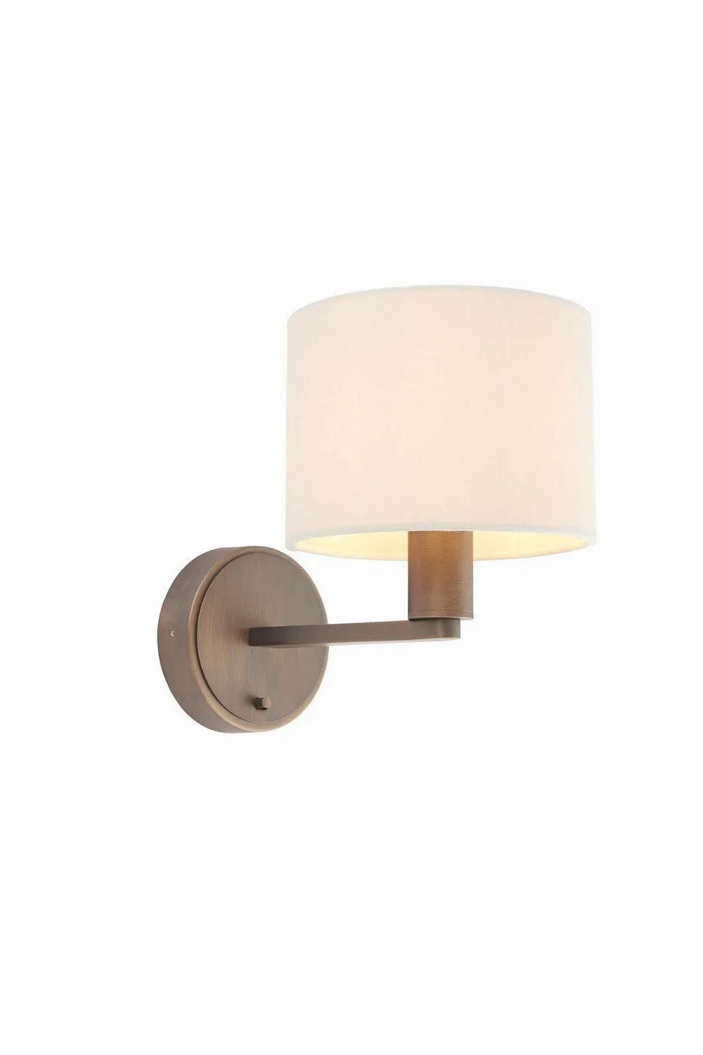 Netlighting Daley Wall Lamp Antique Bronze Plate Marble Fabric Round Shade With Usb Socket in Brown