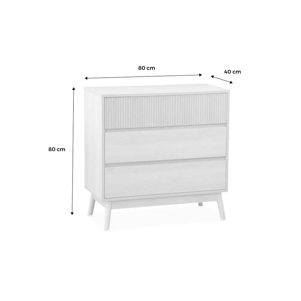 sweeek 3-drawer chest with grooved wooden detail in Beige 5