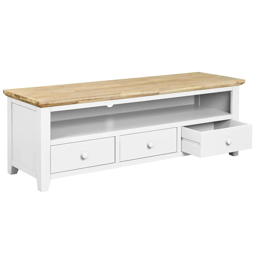 Statement Furniture Florence Large TV Stand with 3 Drawers & Shelf in White 4