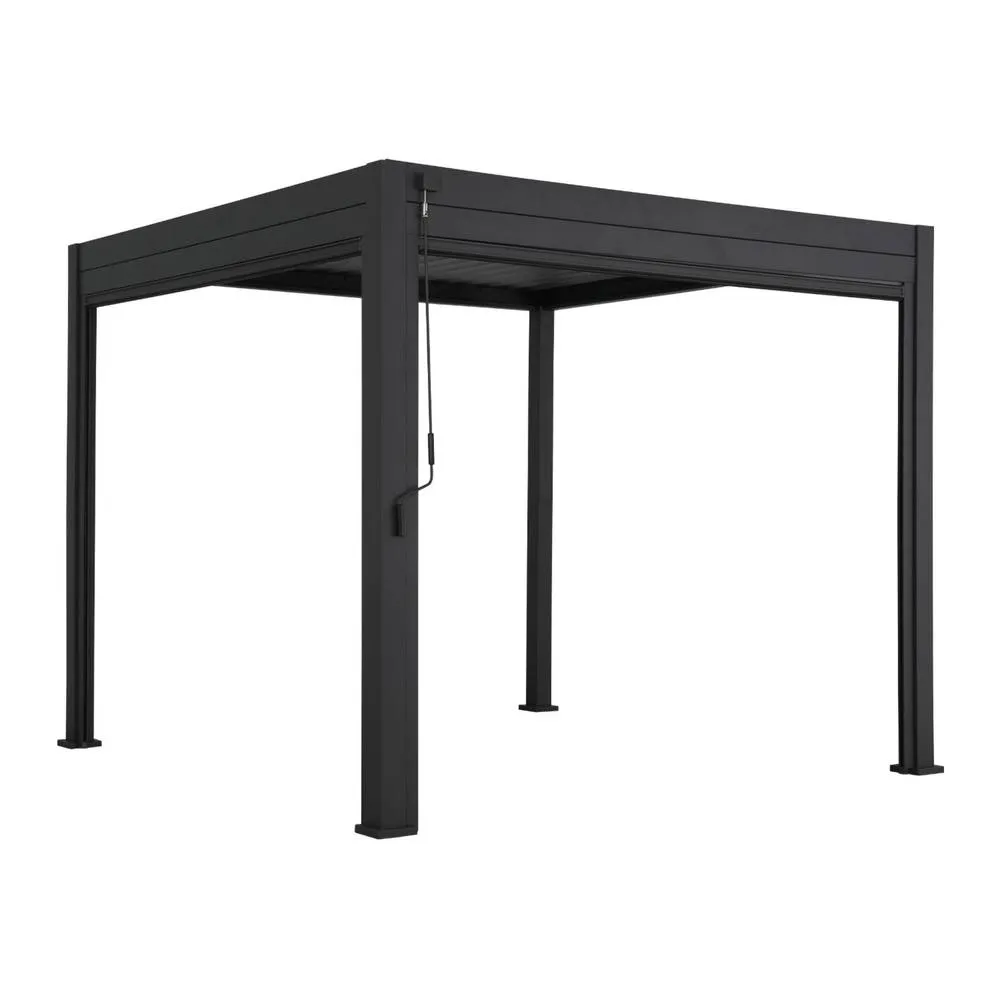 sweeek Louvered pergola aluminium 3 x 3m V2 & 2 3m blinds in Dark Grey 4