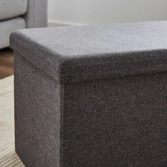 Faux Linen Rectangular Ottoman 3