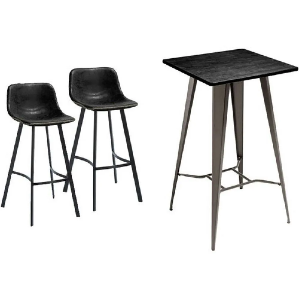 netfurniture Belmont Bar Stool & Tolix Square Table Package in Black
