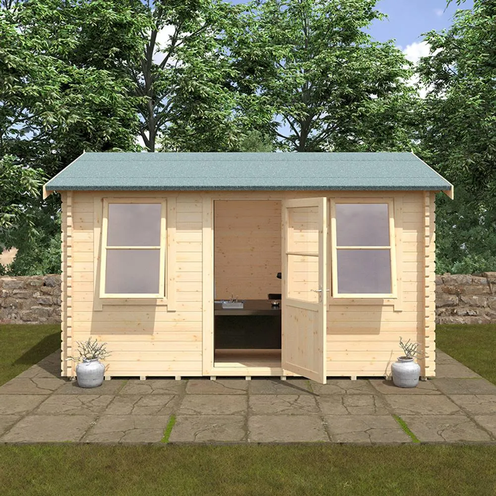 Buttercup Farm 14x10w The Skipton Plus 44mm Cabin - L415 x W295 x H272.6 cm in Natural 4