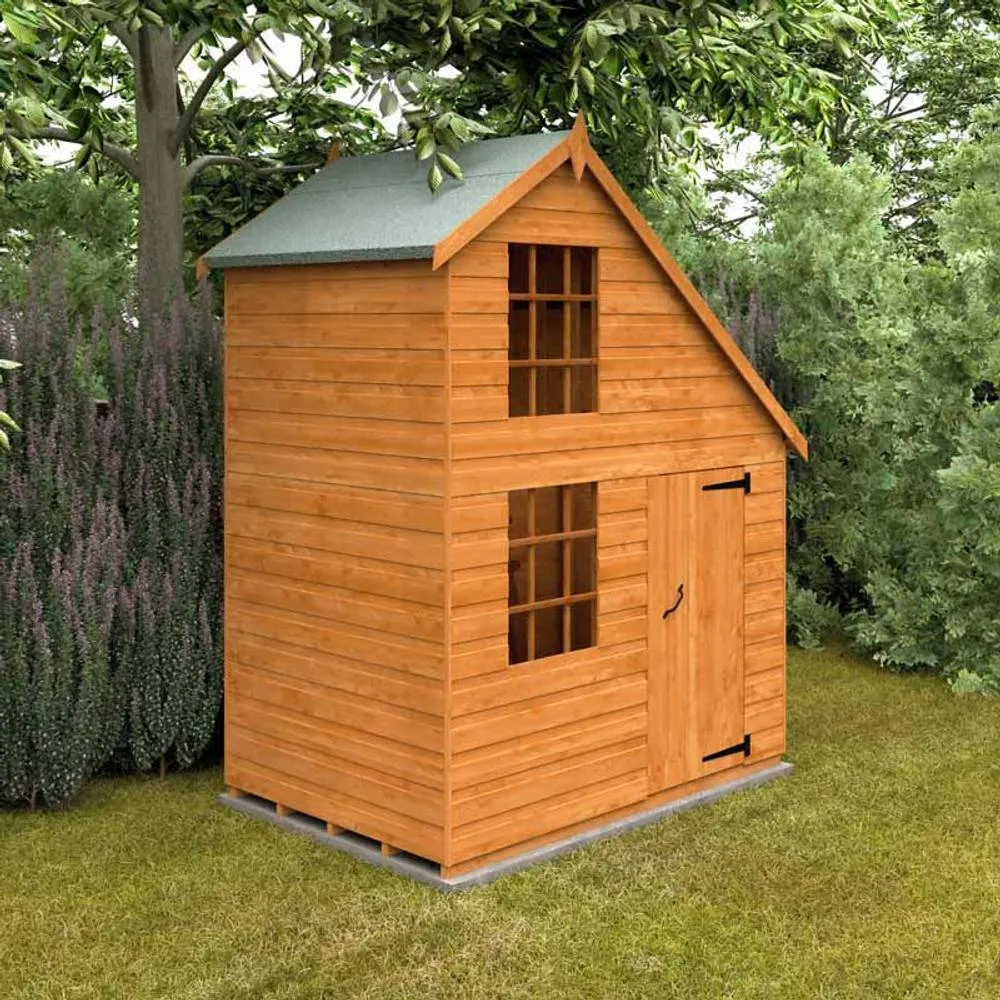 Buttercup Farm 4 x 6 Feet Clubhouse 12mm Shed - Solid Wood/Softwood/Pine in Burnt Orange 2