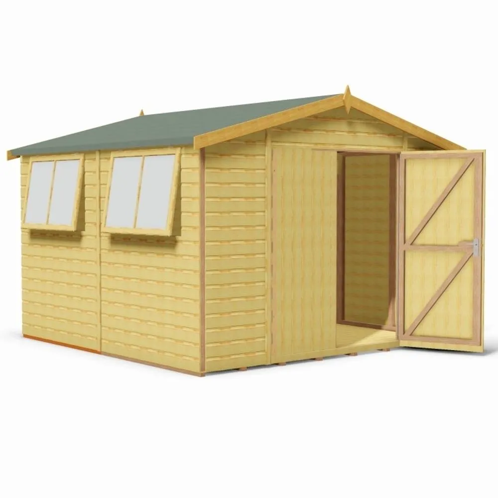 Shires Workspace DD Tongue & Groove Garden Shed Workshop Approx 10x10 Feet in Brown