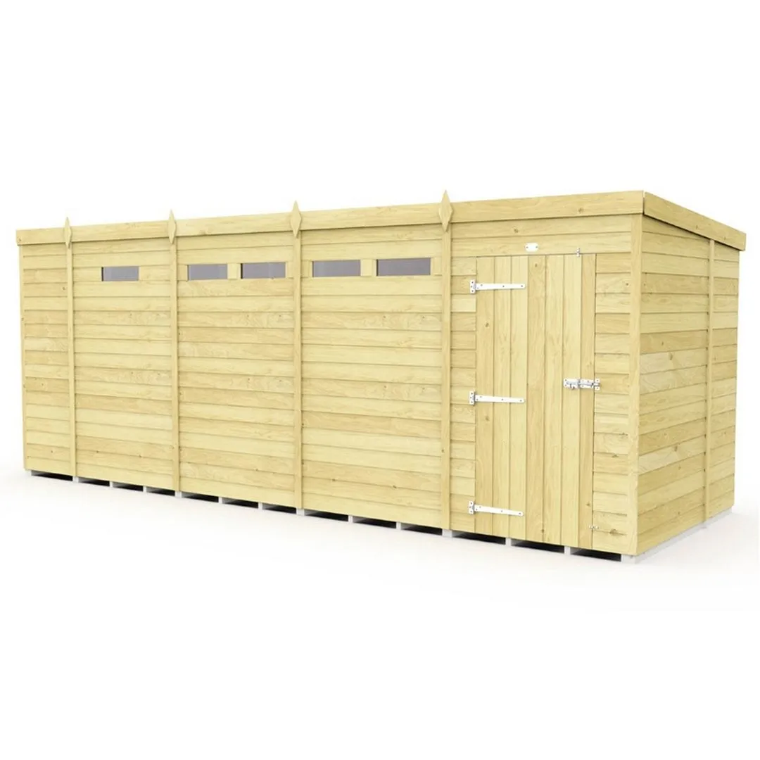 Buttercup Farm 17 x 7 Feet Pent Security Shed - Single Door - L214 x W492 x H201 cm in Brown