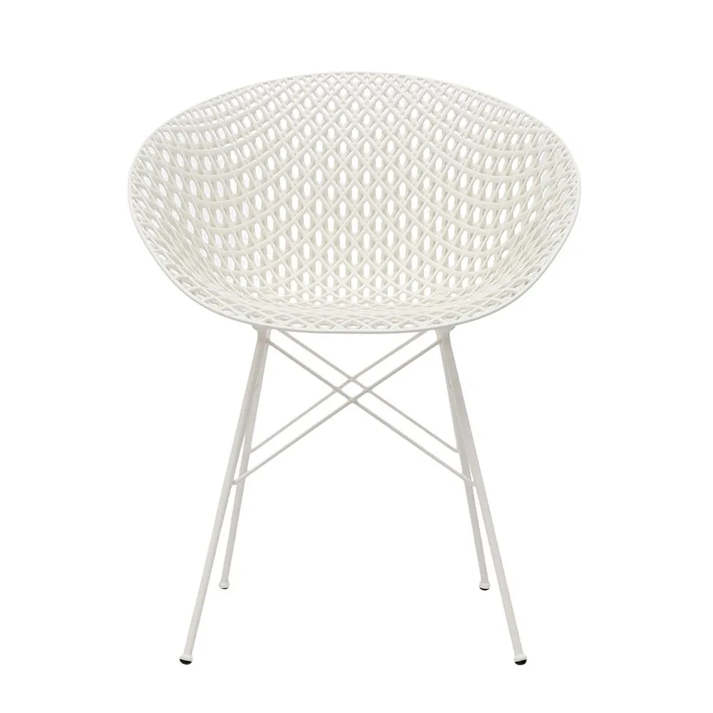 Kartell Smatrik Chair White Seat White Frame Outdoor Set of 2 2