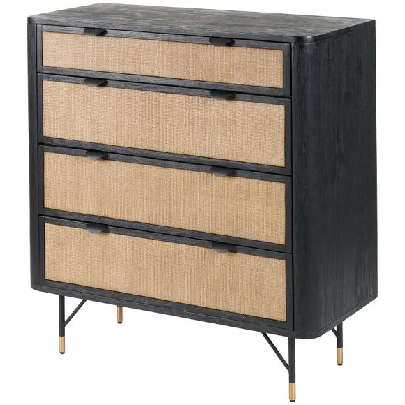 Fiji 4 Drawer Chest, Acacia Wood and Rattan 5