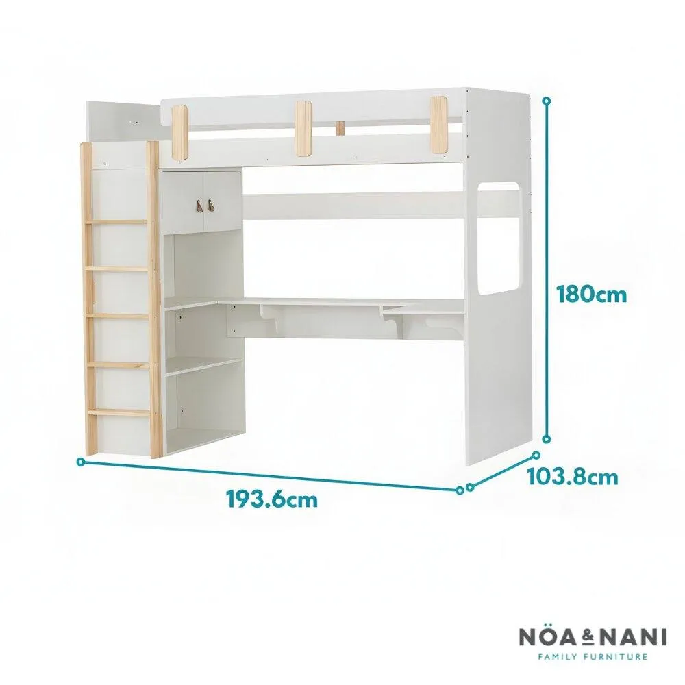 Nöa and Nani Nells High Sleeper Cabin Bed with Built in Desk and Storage in White 4