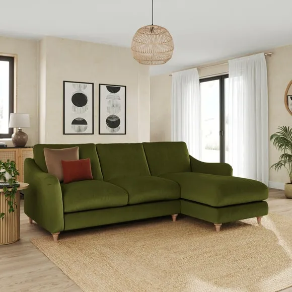 Hattie Matte Plush Velvet Corner Chaise Sofa 1
