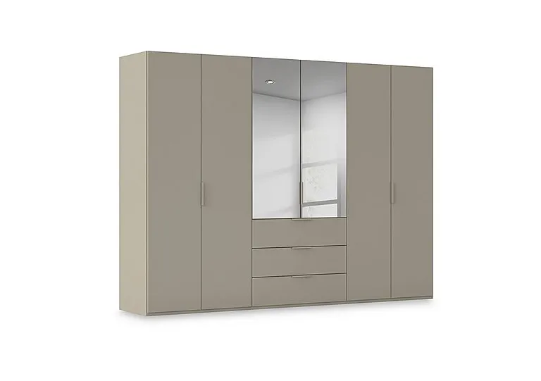 Haven 301cm 6 Door Combi Décor Wardrobe with 4 Décor Doors and 2 Mirror Doors