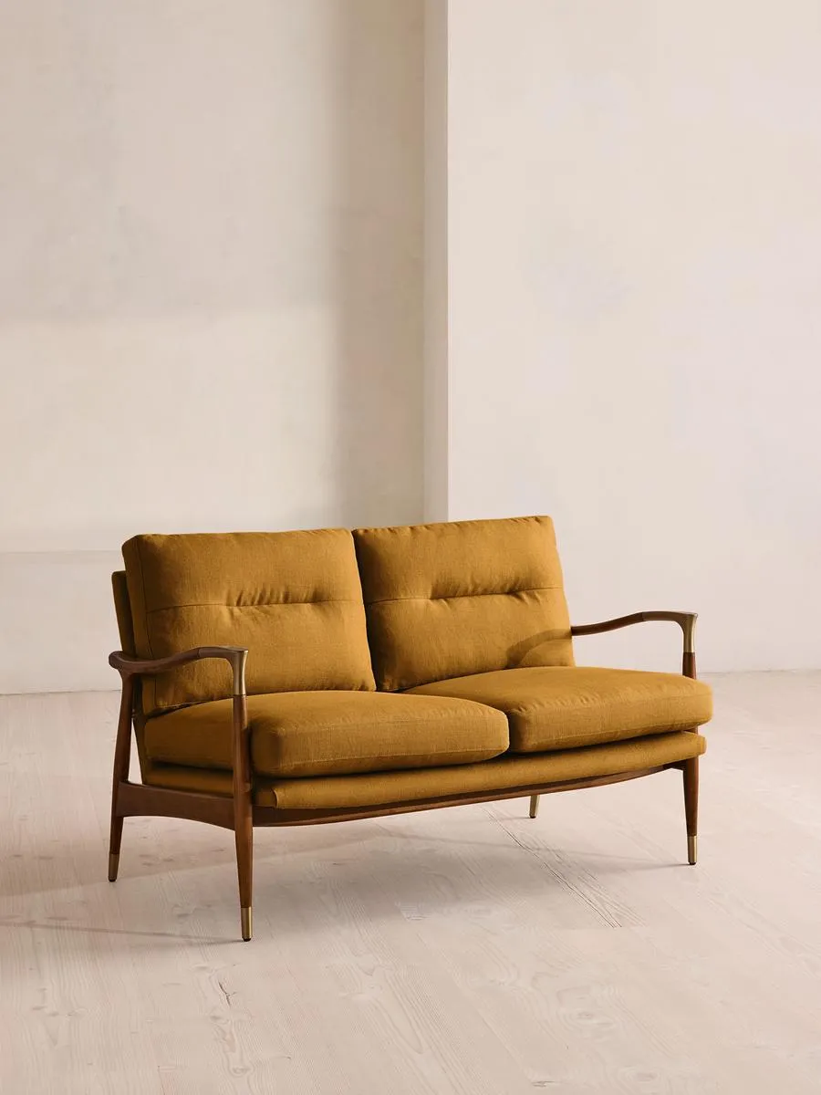 Theodore Two Seater Sofa, Linen, Turmeric