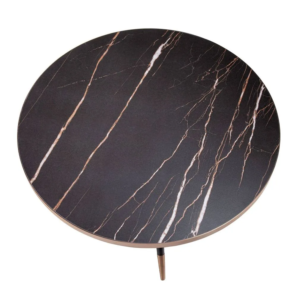 Angel Cerda Round Coffee Table 90x30 cm Black Porcelain Marble 6