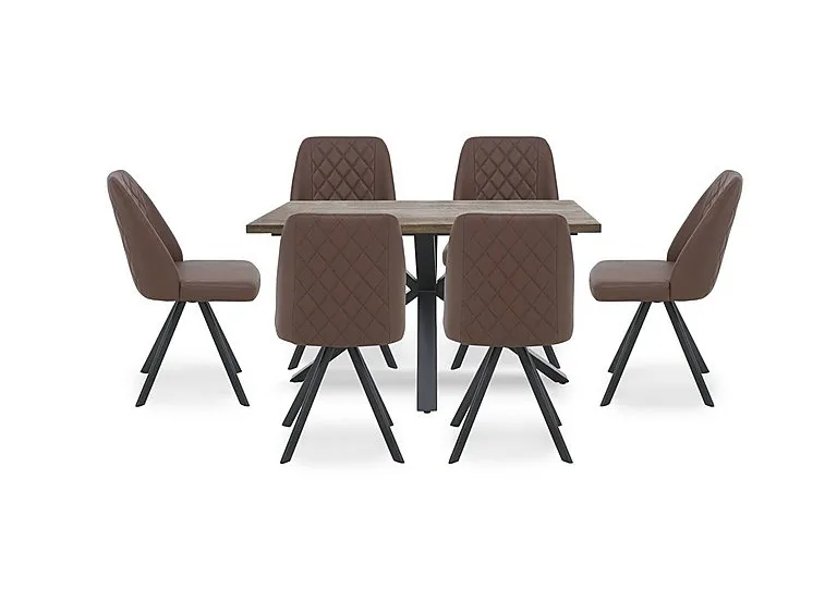 Jupiter Compact Dining Table with Star Base and 6 Swivel Chairs
