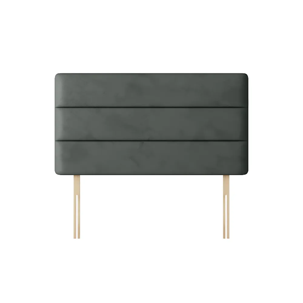 Cornell - Small Single - Lined Headboard - Dark Grey - Velvet - 2ft6 - Happy Beds 1