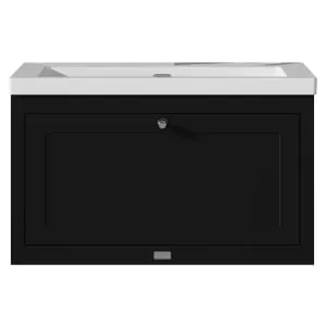 Bayswater Hartleigh Matt Black Traditional Wall Hung Vanity Unit & 1 Tap Hole Modern Recessed Basin - 800mm