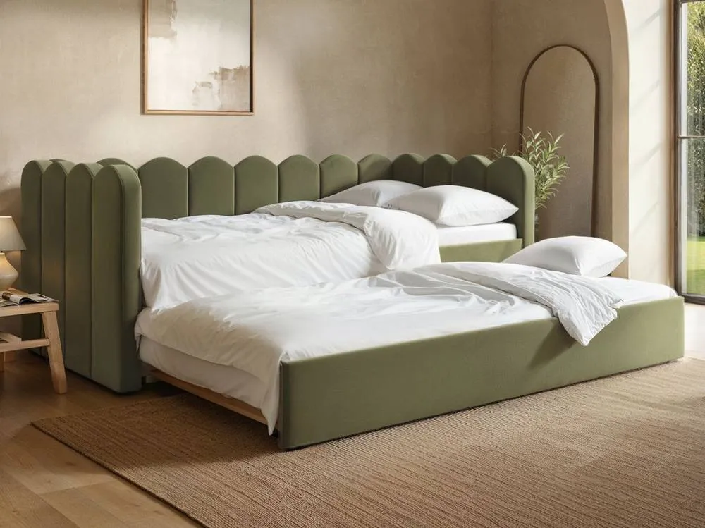 Flair Esme Cloud Fabric Day Bed with Trundle in Green 3
