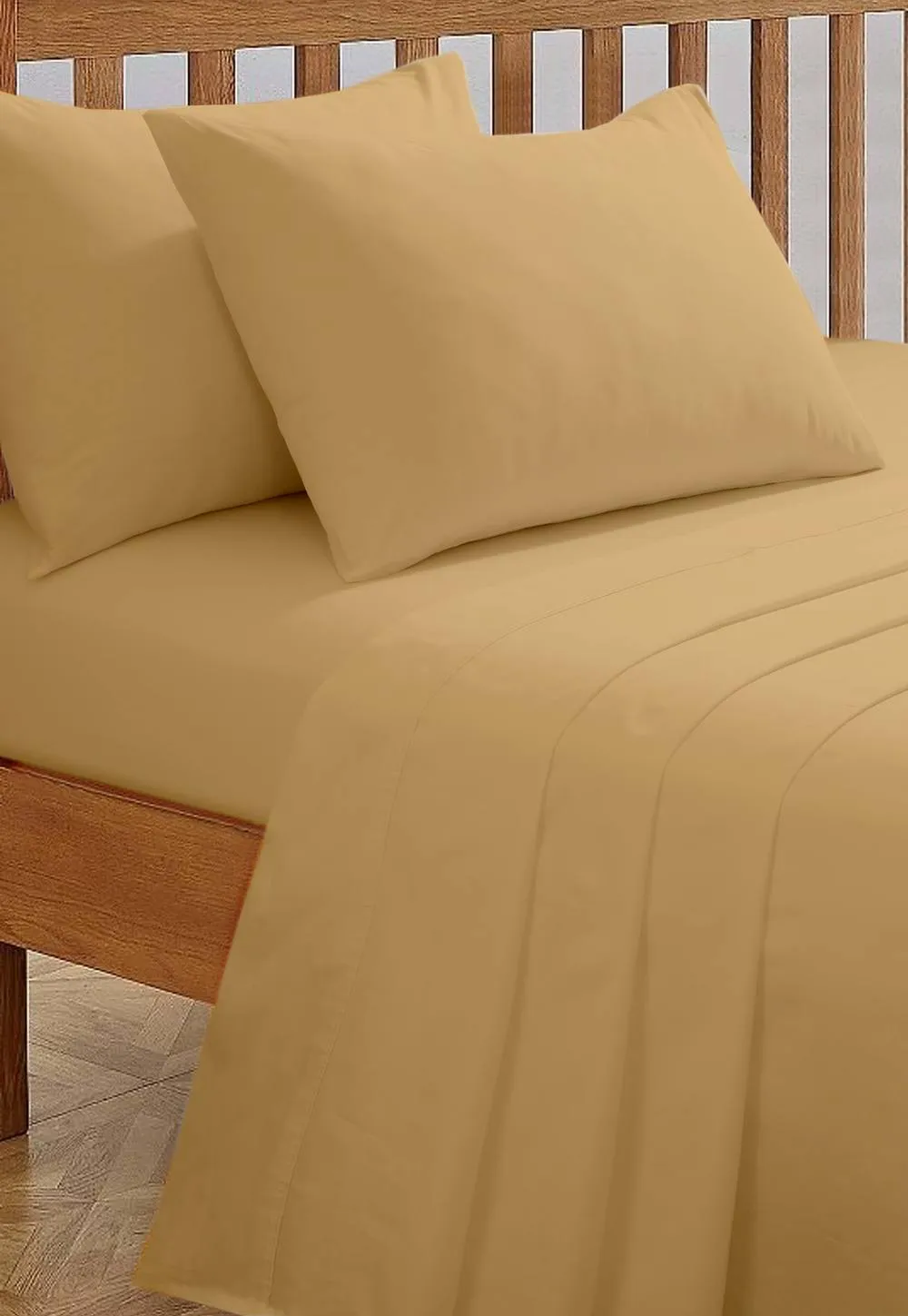 Smart Living Polycotton Bed Linen Luxury Fitted Bedsheet or Pillowcase Pair NonIron in Mustard 2