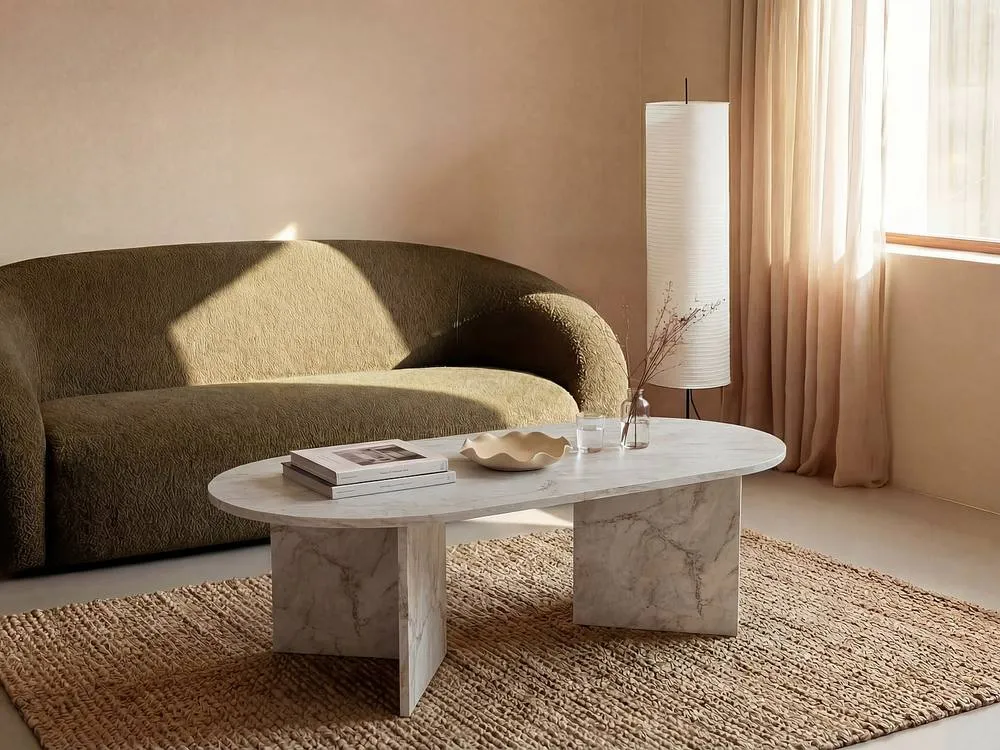 Vente-unique Coffee Table - White Marble Effect - TOPANIA 3
