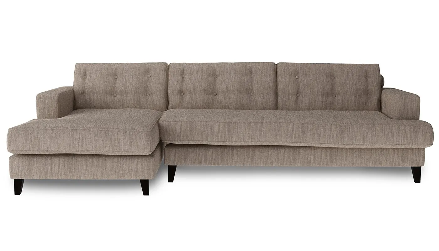 Heal's Mistral Left Hand Corner Sofa Broad Weave Pebble Black Feet
