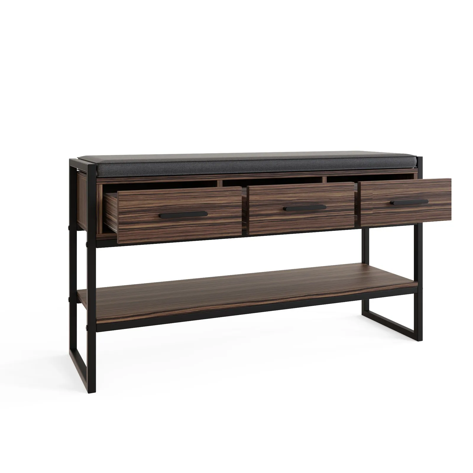 GFW Quinn Industrial Shoe Bench with Storage in Walnut 3