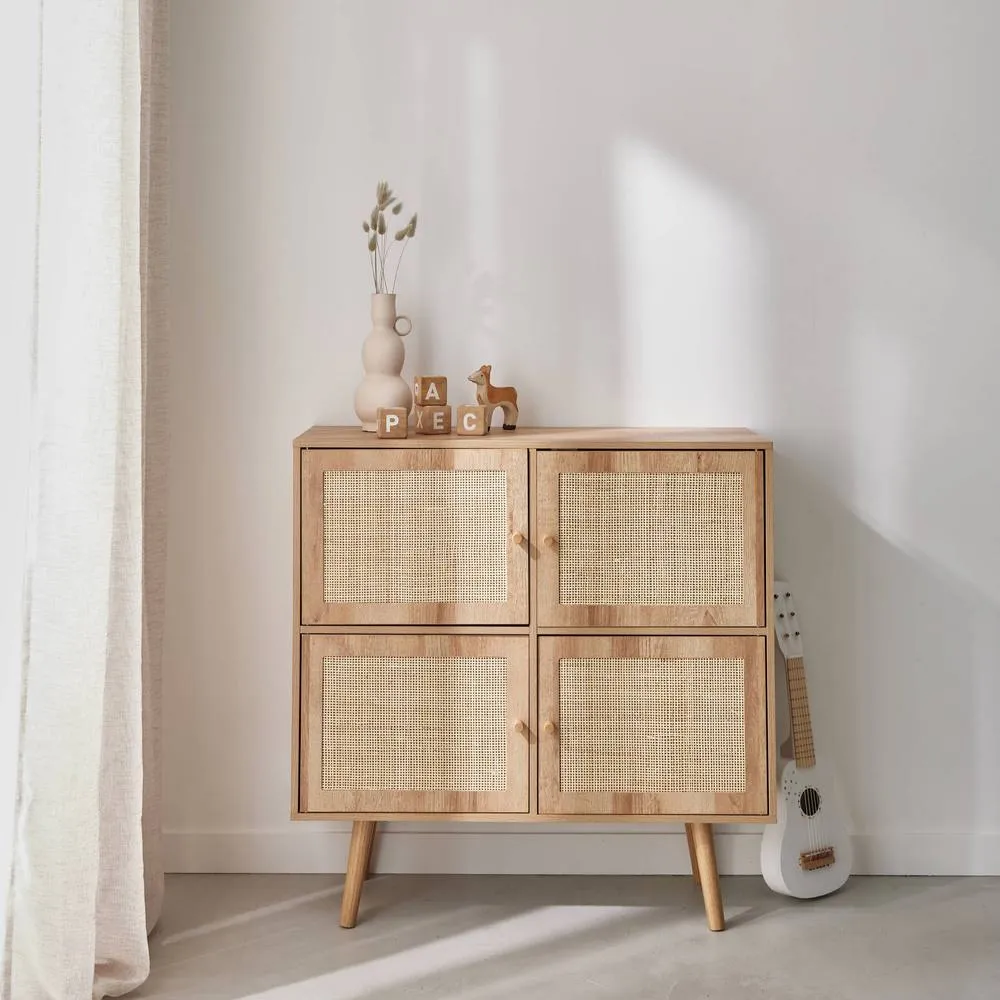 sweeek Children's 4-door chest of drawers with wood effect in Beige 3