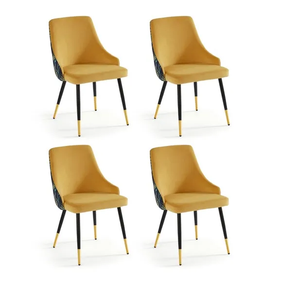 Ariana Set of 4 Old Gold Dining Chairs, Havisham Print Velvet 6