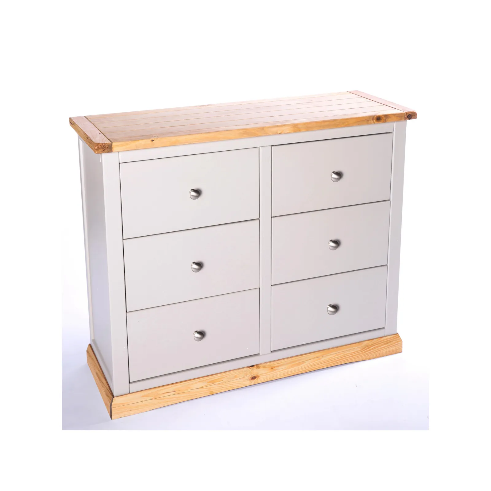 Cabinet Bits Bomporto 6 Drawer Chest of Drawers Chrome Knob in Light Grey 3