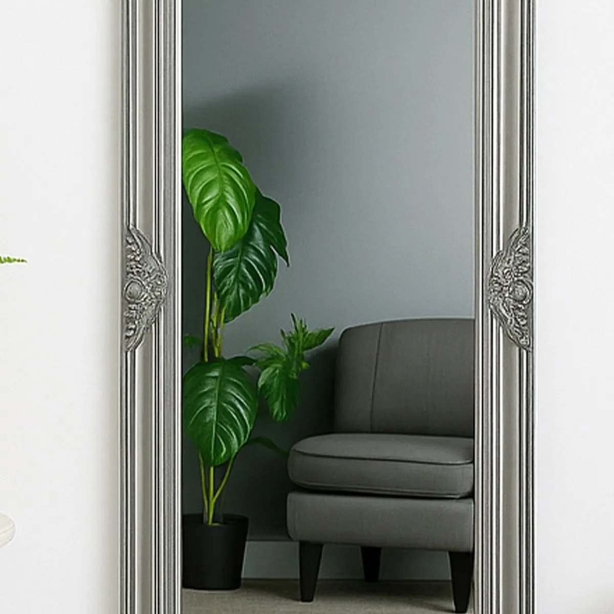 Melody Maison Tall Silver Ornate Mirror 47cm X 142cm 5