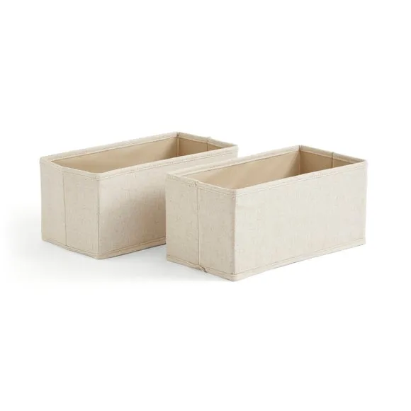 Set of 2 Rectangle Linen Blend Drawer Organisers 3