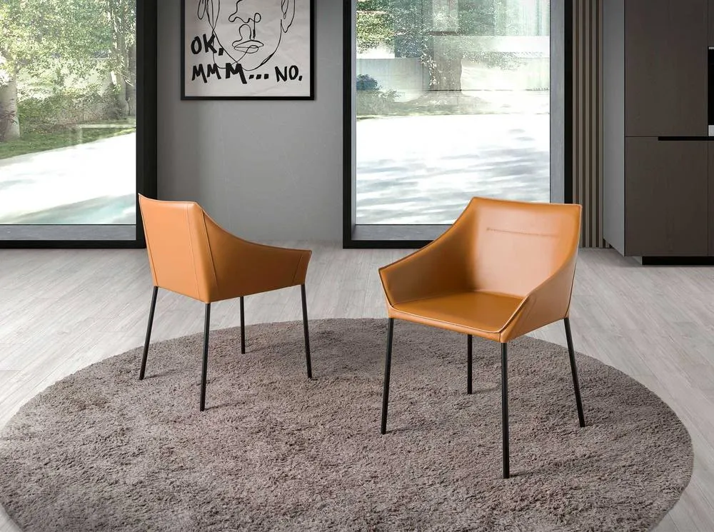 Angel Cerda Brown Leatherette Dining Chair Matte Black Legs 3