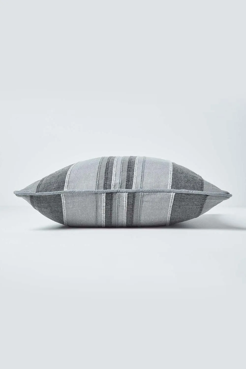 Homescapes Cotton Striped Morocco Cushion Cover in Grey 2