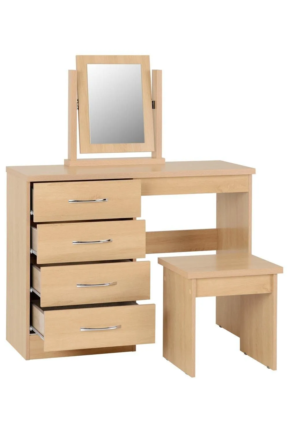 Seconique Nevada 4 Drawer Dressing Table Set in Light Oak 3