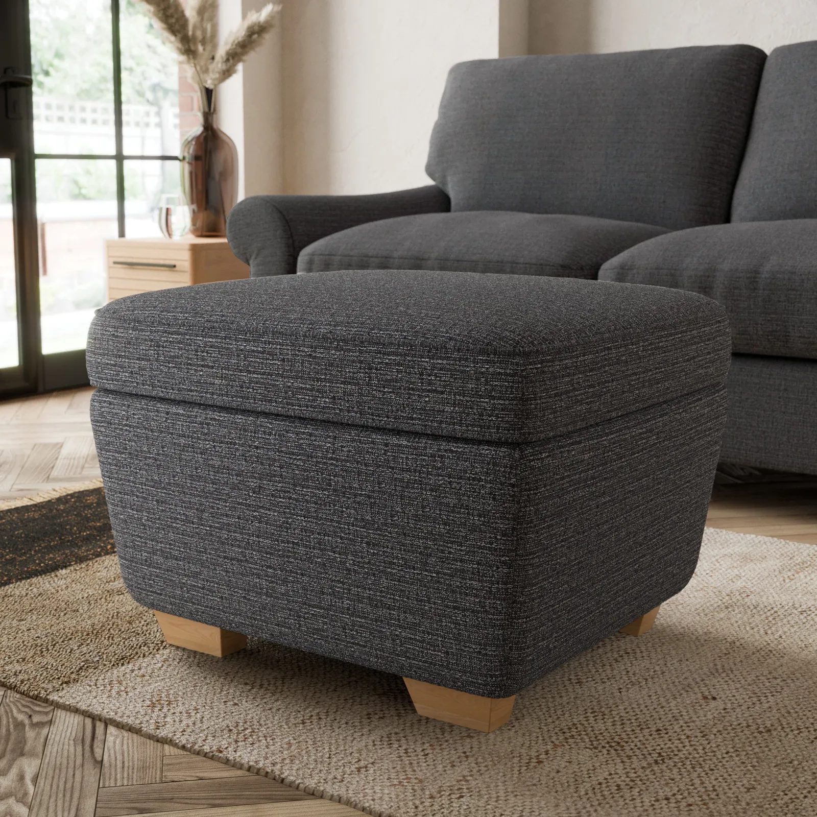 Arundel Textured Weave Footstool Textured Weave Graphite
