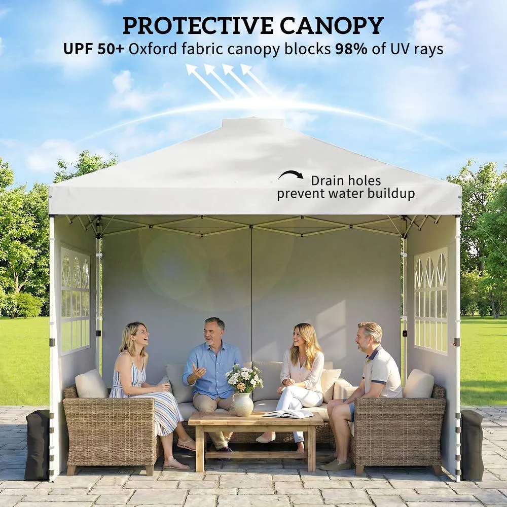 OUTSUNNY Pop Up Canopy Waterproof Height Adjustable 3 x 3 (m) in White 5