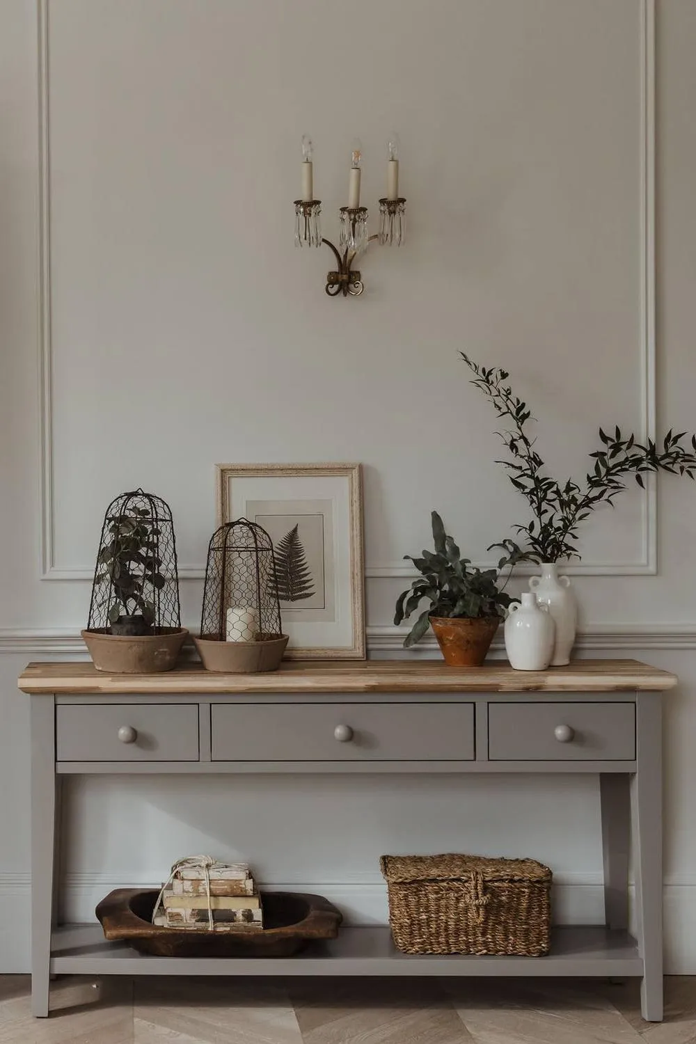Statement Furniture Florence Large Console Table with 3 Drawers in Light Grey 1