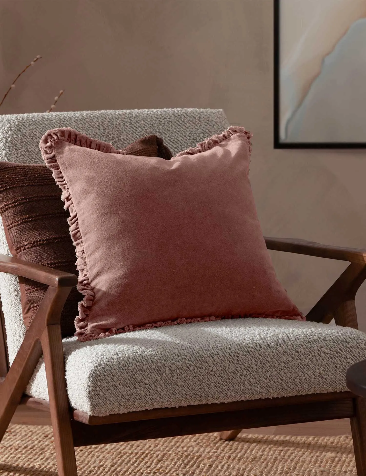 YARD Bertie Cotton Velvet Cushion Dusky Rose
