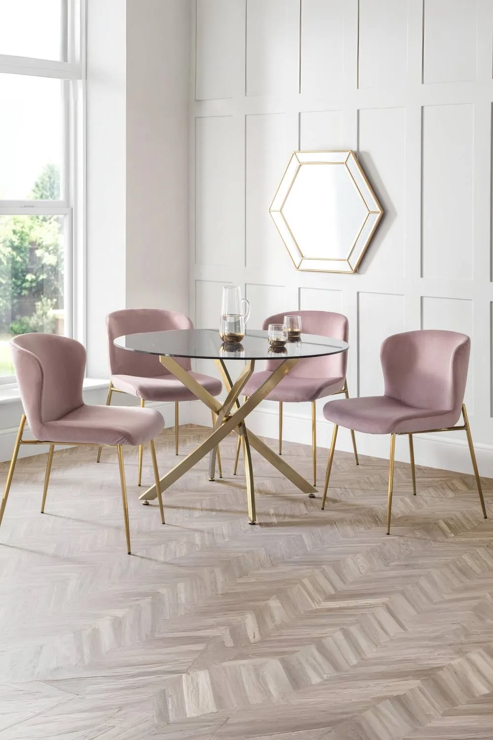 Julian Bowen Harper Upholstered Dining Chair (Set of 2) in Dusty Pink 3
