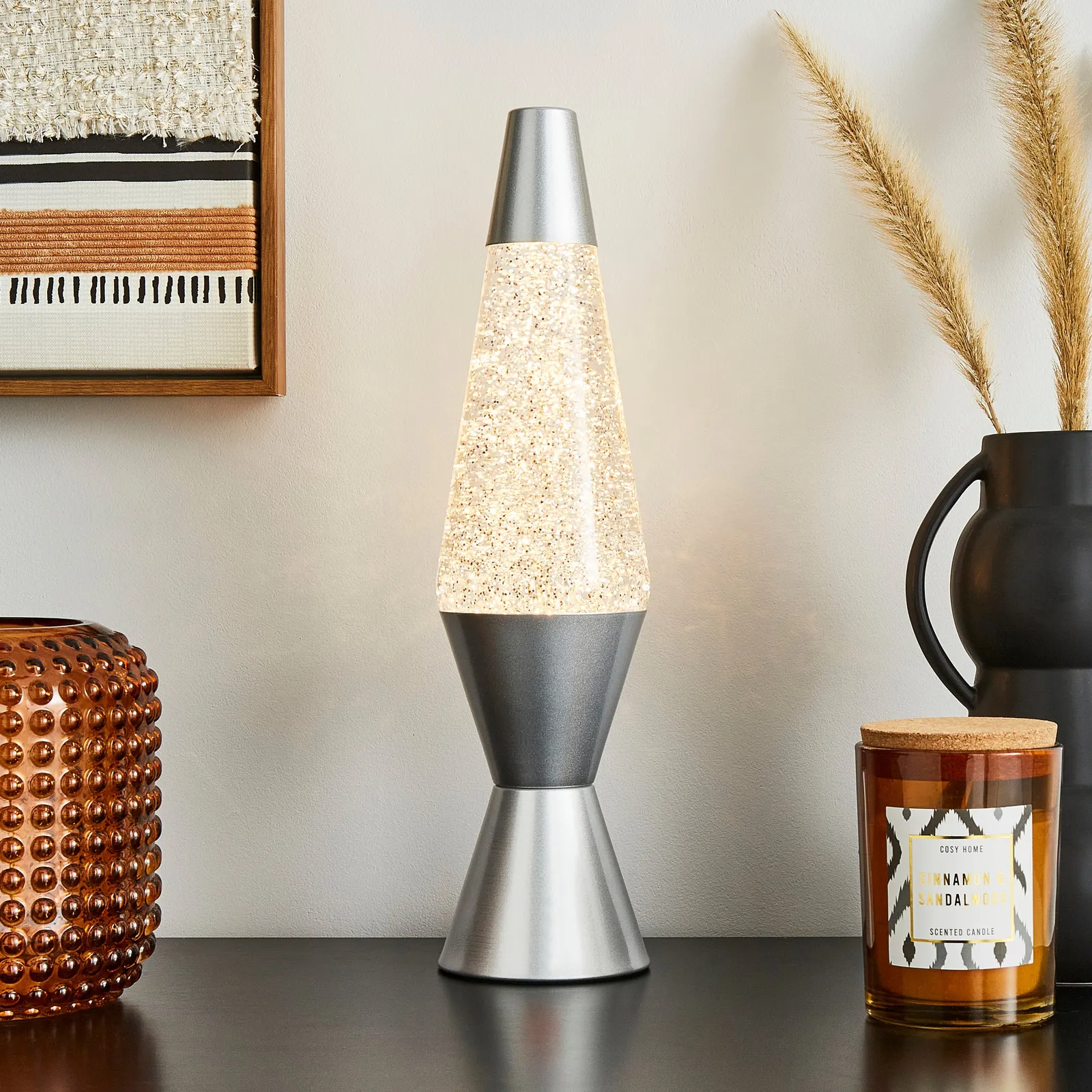 Silver Glitter Lamp Silver