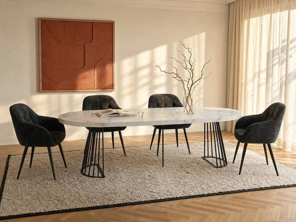 Vente-unique 2 - 12 Seater Extendable Dining Table In MDF & Steel - White and in Black 3