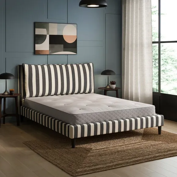 Skylar Woven Stripe Pillow Back Bed Frame 2