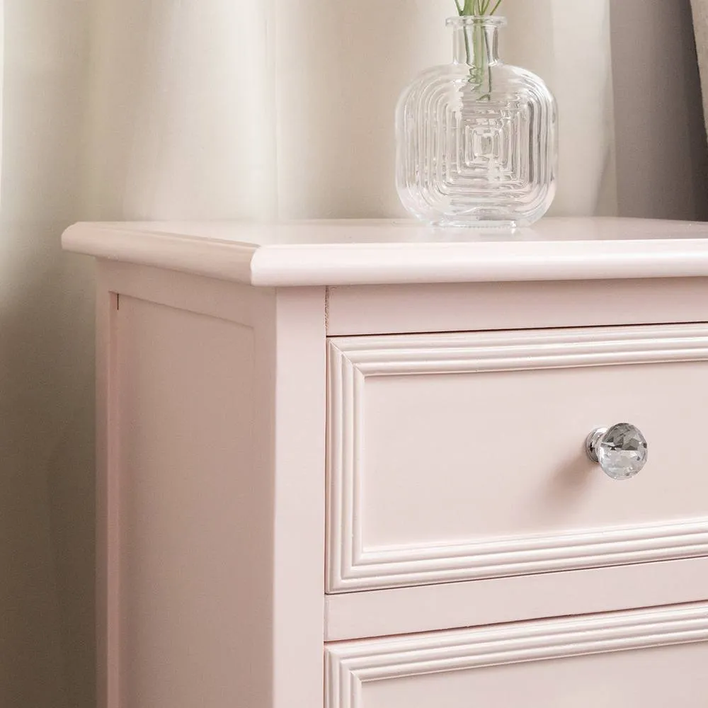 Melody Maison Large 6 Drawer Chest Of Drawers, Dressing Table Set & Pair Of Bedside Tables - Sophia Pink Range in Pale Pink 5
