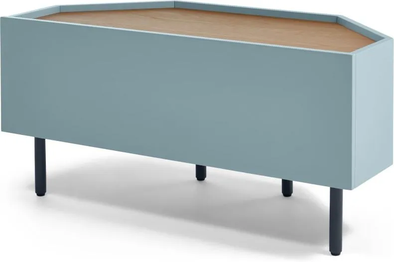 MADE Essentials Mino Corner Media Unit, Oak and Blue
