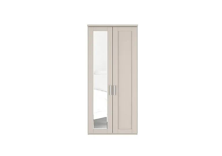 Kempton 2 Door Hinged Wardrobe with Left Door Mirror - Champagne