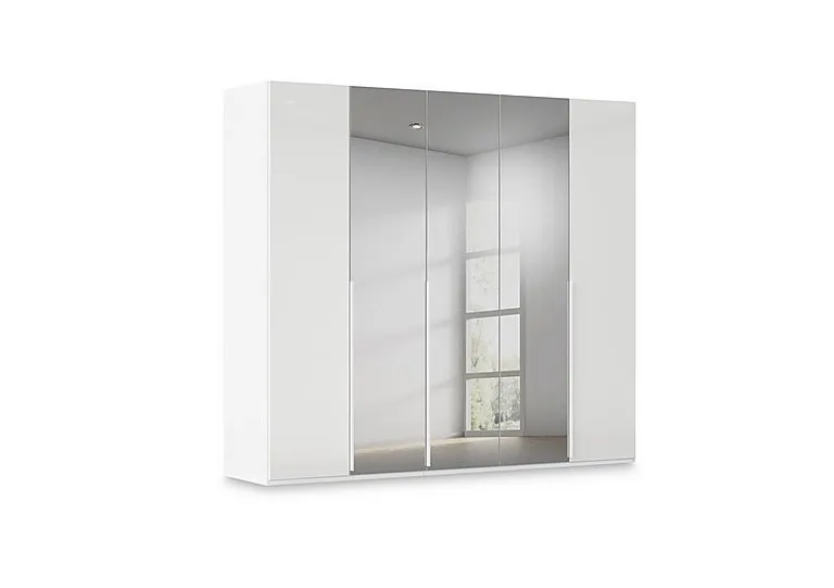 Haven 251cm 5 Door Hinged Wardrobe with 2 Glass Doors and 3 Mirror Doors