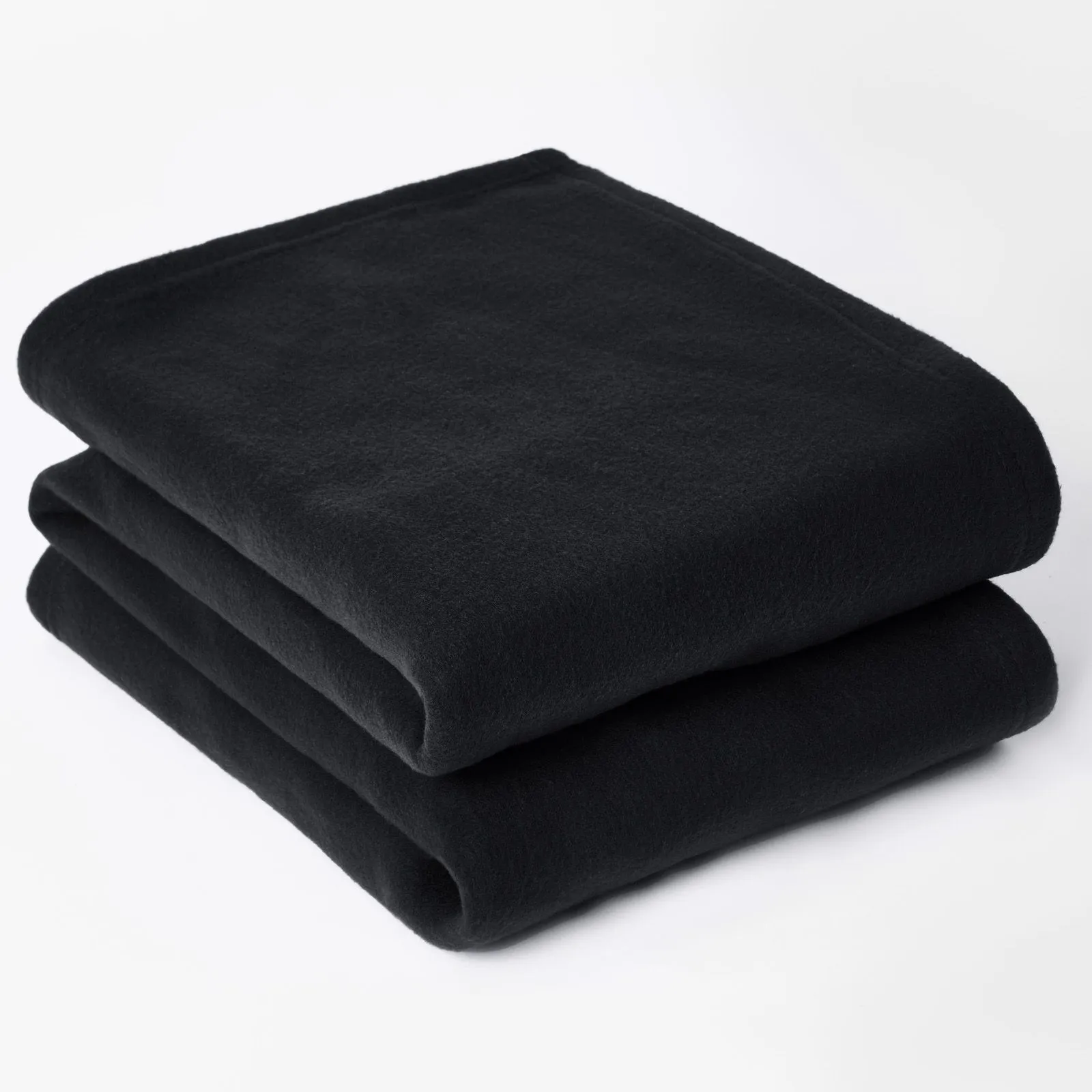 OHS Wholesale 10 Pack Plain Fleece Blanket Sofa Throw Joblot in Black
