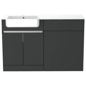 Be Modern Botanica Midnight Mist Left Hand 1260mm Freestanding Vanity & Toilet Pan Unit with Basin Modular Combination 2