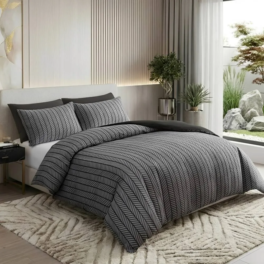 Pamposh Anti Allergy Microfibre Duvet Cover Set in Grey