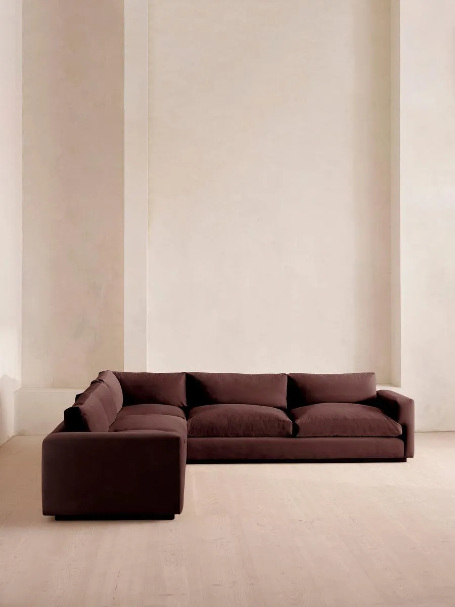 Mossley Corner Sofa, Velvet, Aubergine