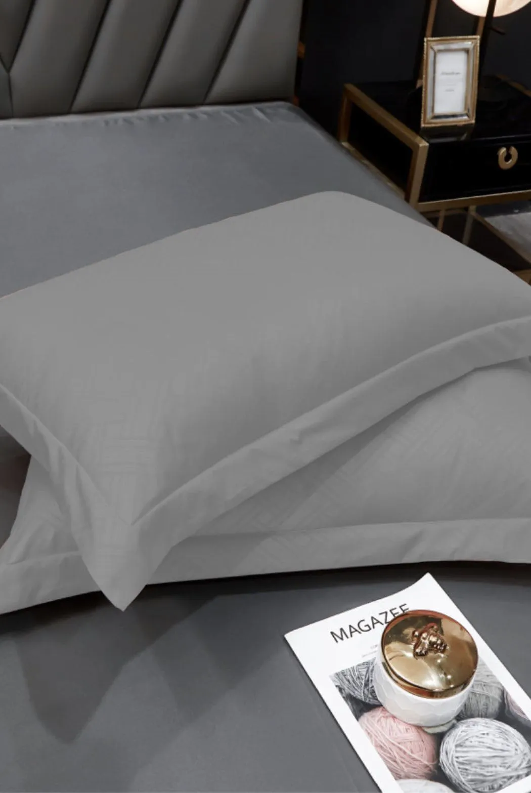 Ezysleep 100% Egyptian Cotton Grey Oxford Pillowcase Set
